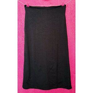 Sleek Black Elegant Business Casual Solid Black Skirt Zip Up Stretch M Asian 3XL